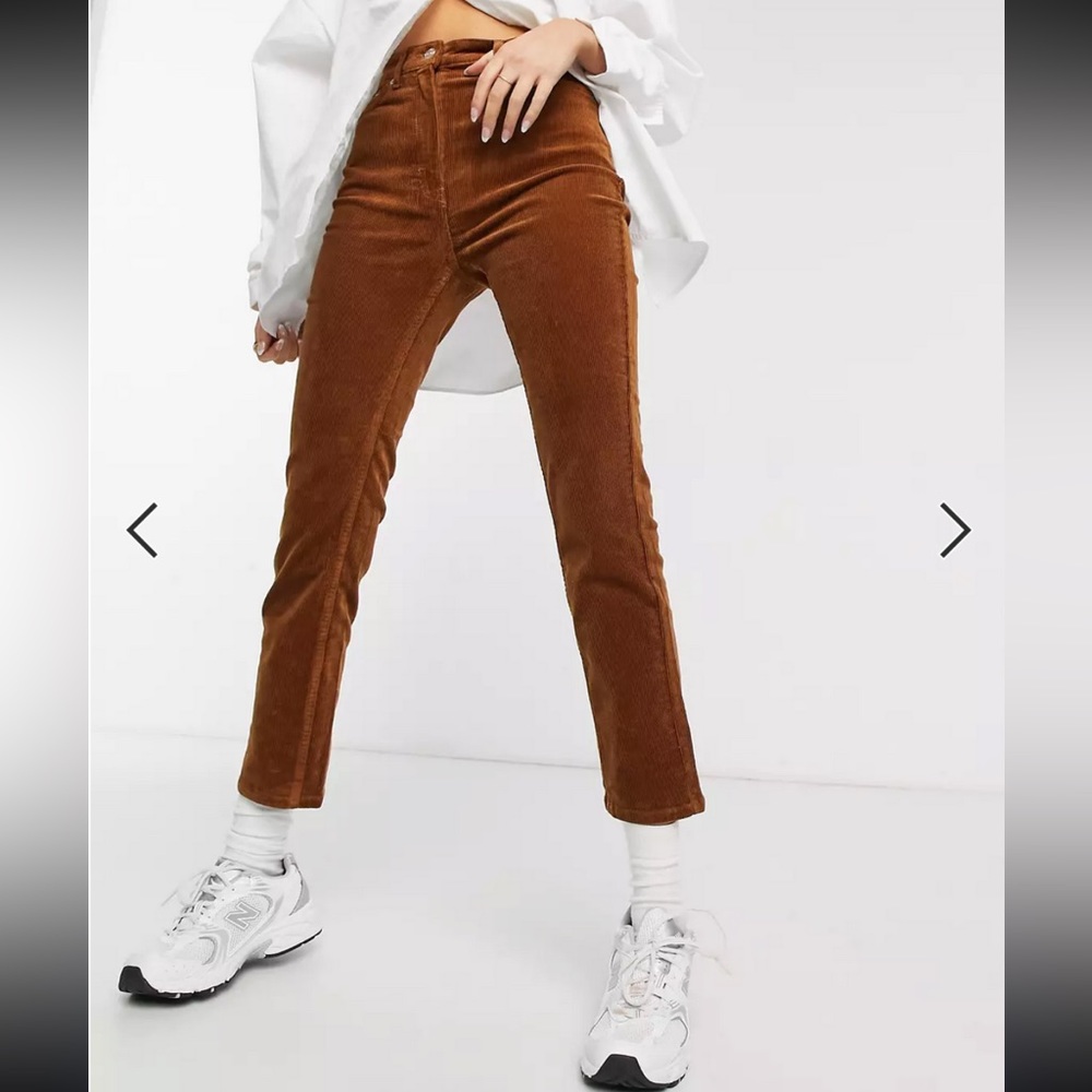 Weekday Eve Organic Cotton Corduroy Trousers in Brown